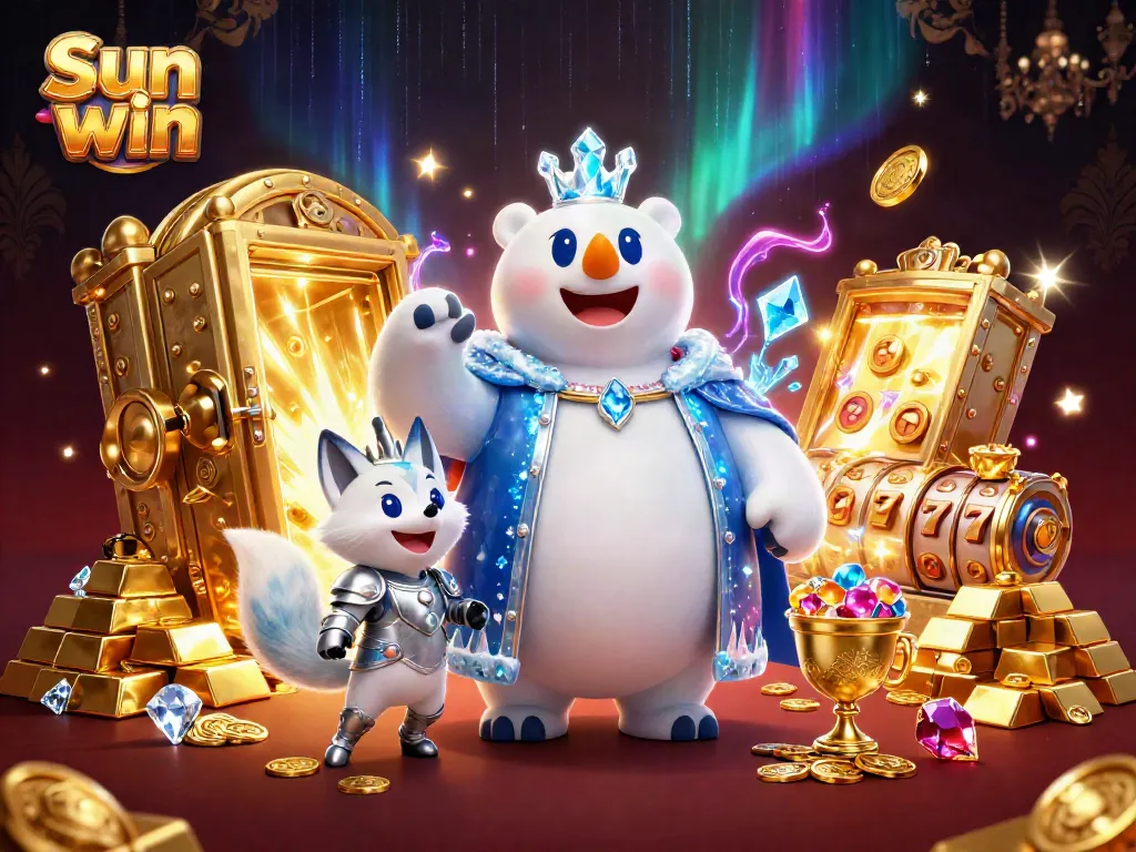 Play slots at Sun win with a festive polar bear and snow fox amidst riches and vibrant energy.