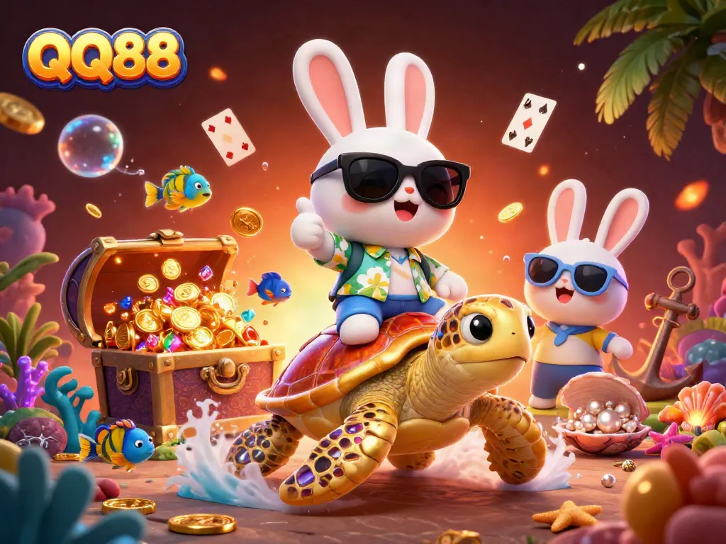 Experience thrilling jackpots with QQ88 at this lively underwater casino scene.