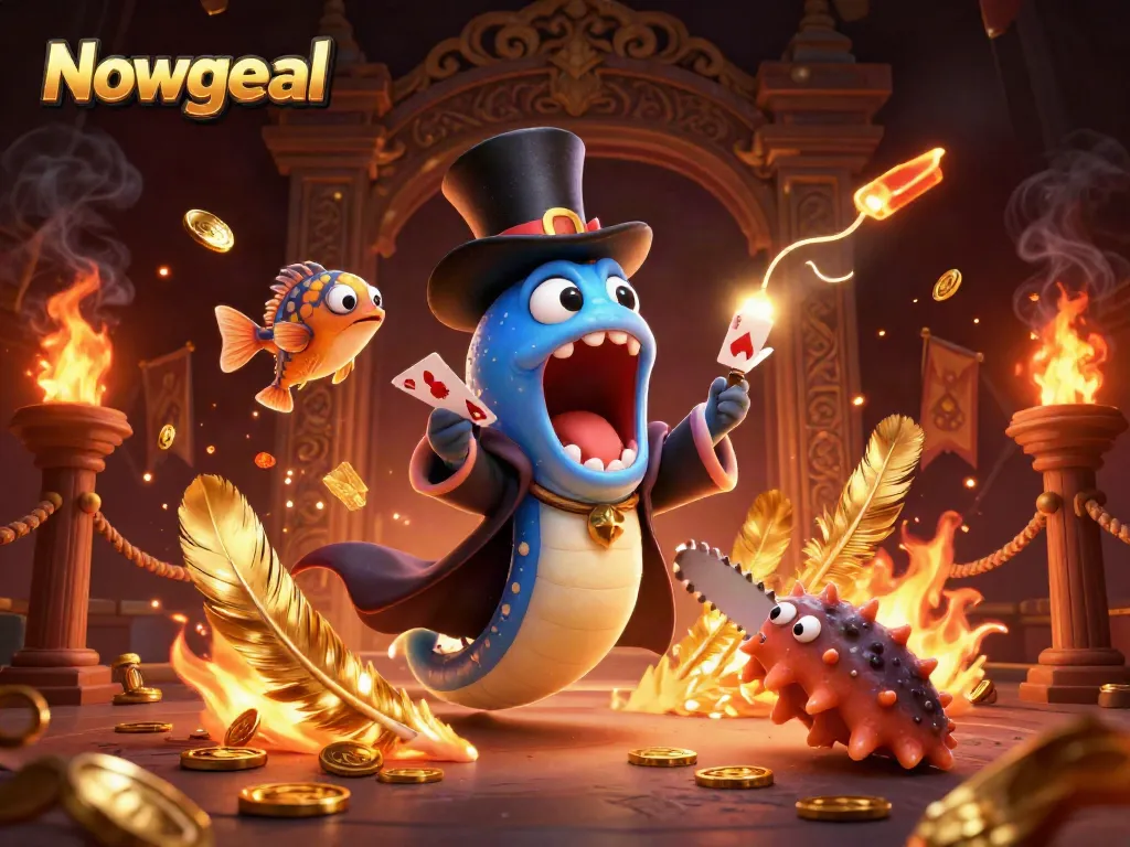 Engage with real-time football action on Nowgoal, showcasing lively characters in a magical gambling scene.