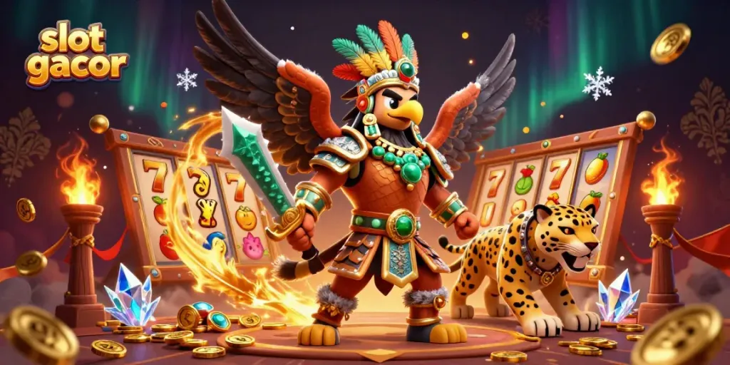 Engage with slot gacor in a vibrant 3D illustration showcasing rich casino elements.