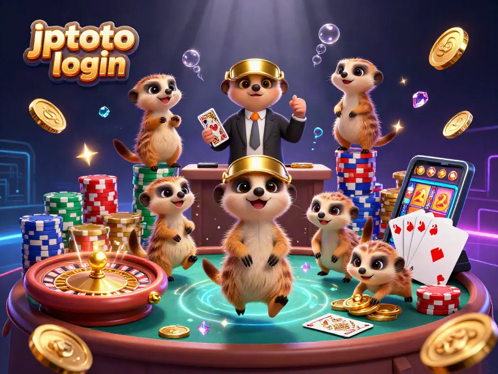 Experience seamless jptoto login with vibrant gaming action featuring meerkats in a lively casino.
