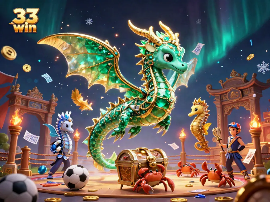 Experience the thrills of 33 win sports betting with immersive casino elements in a vibrant 3D illustration.