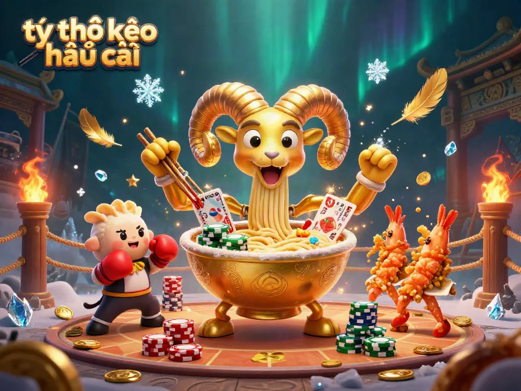 Experience the excitement of tỷ lệ kèo nhà cái with a vibrant 3D illustration featuring dynamic gambling elements.