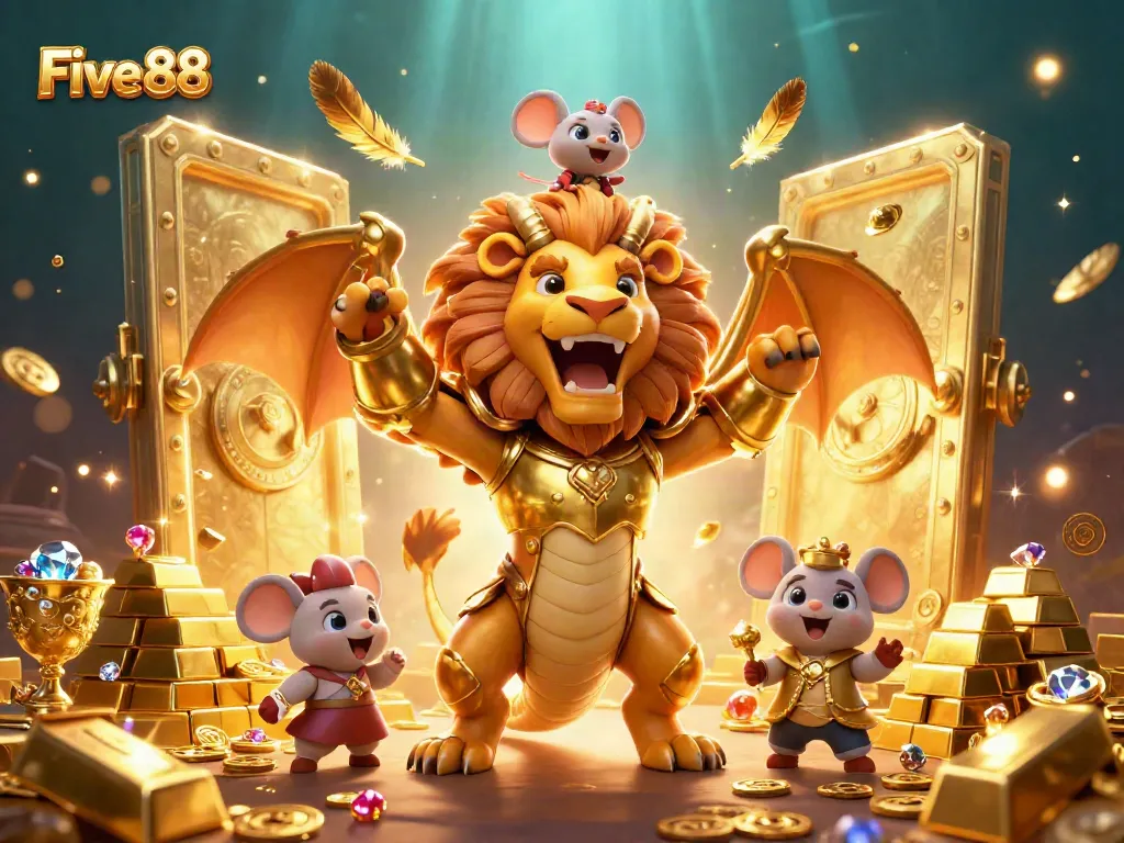Experience thrilling adventures at Five 88, featuring golden treasures highlighting exciting casino activities.