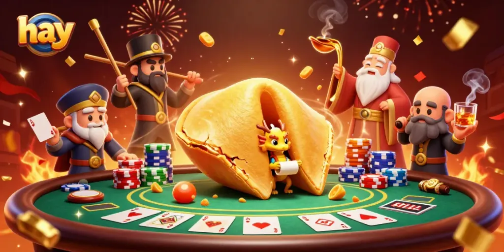 Play with the golden fortune cookie and poker chips at hay's dynamic casino.