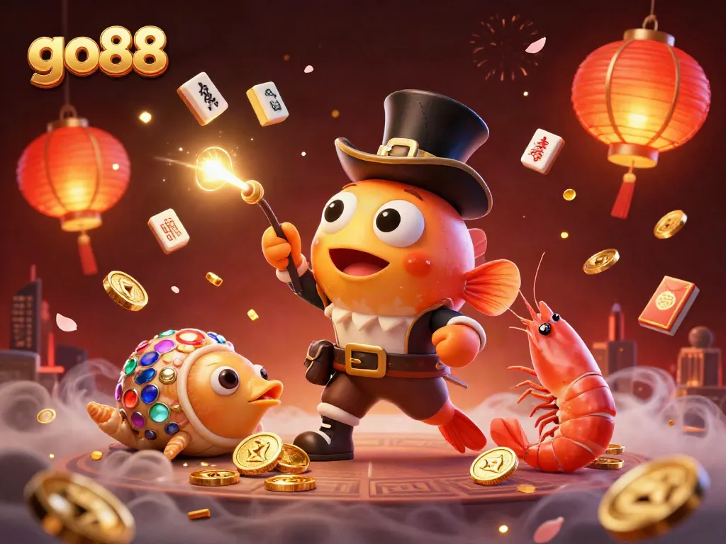Engage with go88's thrilling underwater casino world featuring vibrant characters, glowing treasures, and festive visuals.