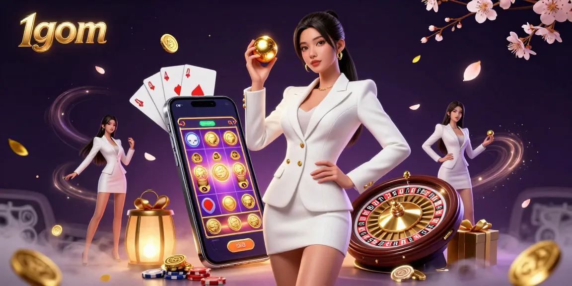 Experience betting wisdom through 1gom’s stylish illustration of a confident woman with luxury casino elements, enhancing your gaming strategy.