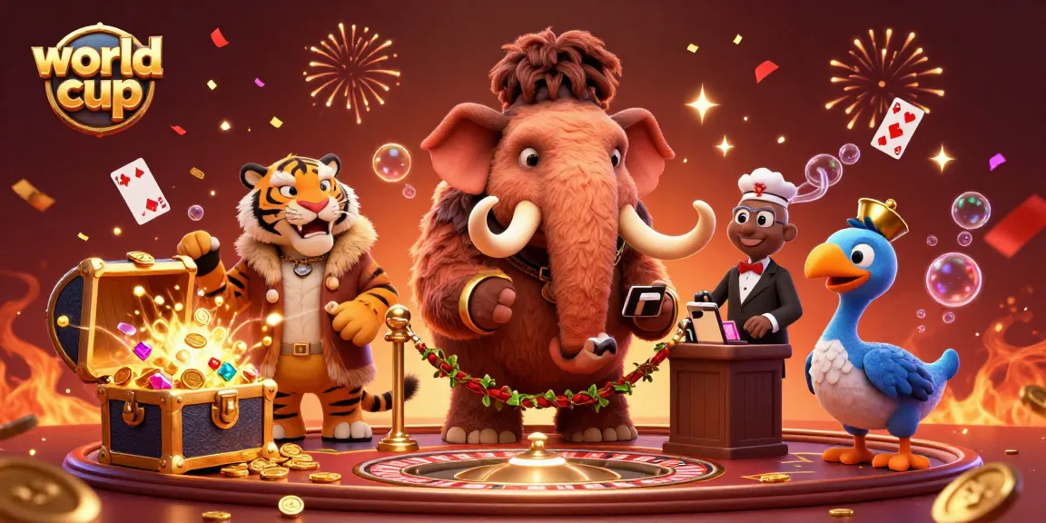 Participate in the world cup excitement with a vibrant casino scene featuring engaging characters and game elements.