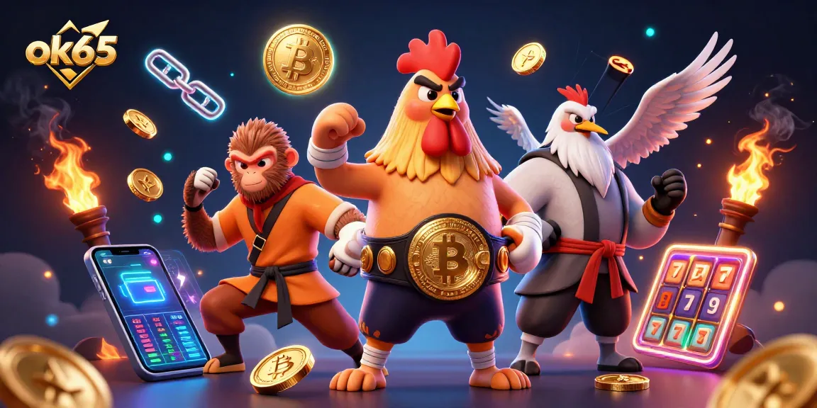 Engage with exciting casino action featuring ok65 in a vibrant 3D scene with unique characters and elements.