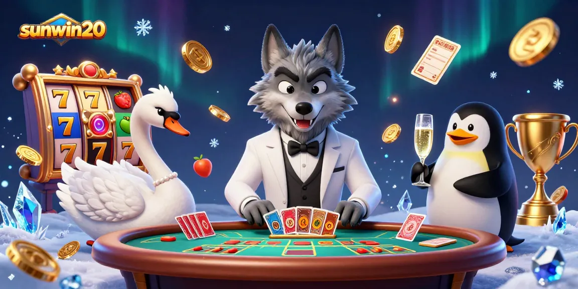 Win big with sunwin20 at a lively baccarat table featuring unique characters and exciting game elements.