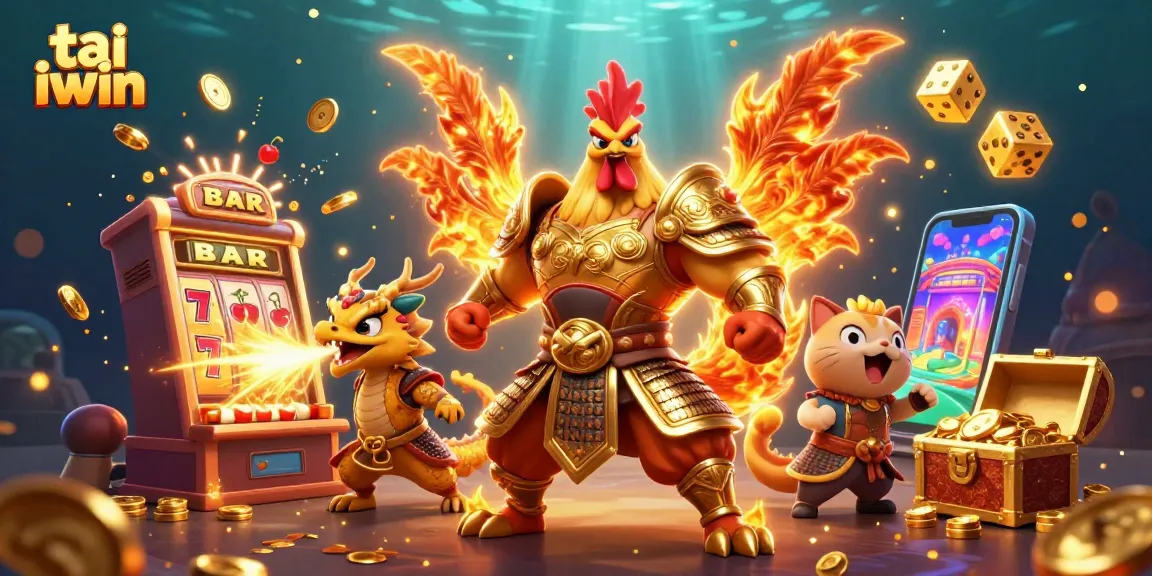 Play tai iwin games with a dynamic scene of exciting characters and vibrant casino elements.