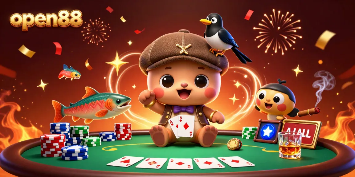 Engage in thrilling gameplay at open88 with colorful poker elements and lively characters.