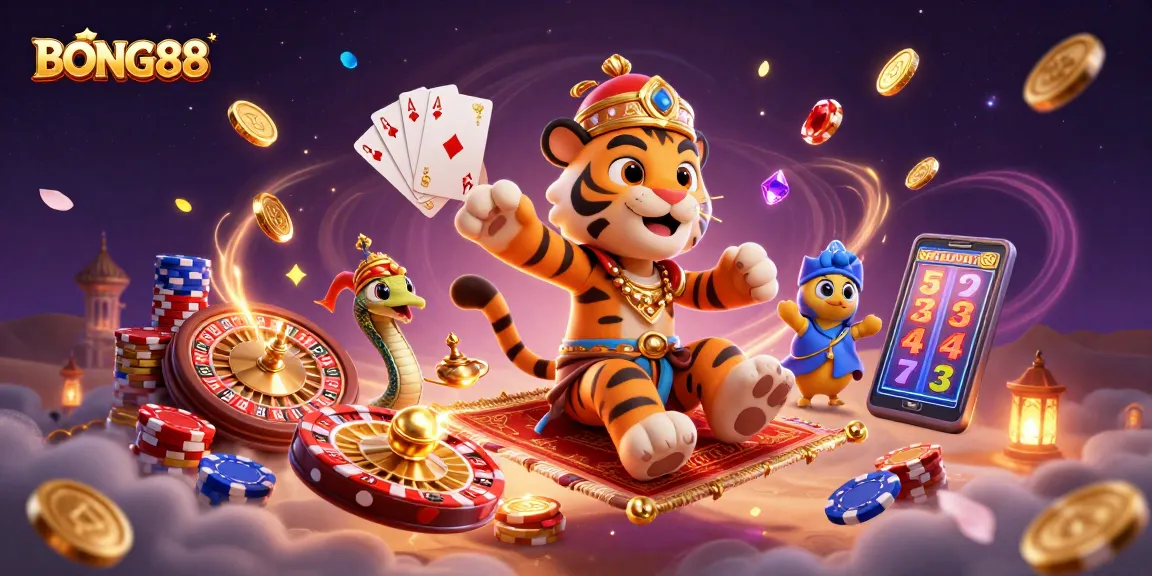 Capture winning moments at BONG88 with our vibrant 3D casino scene showcasing thrilling games and golden opportunities.