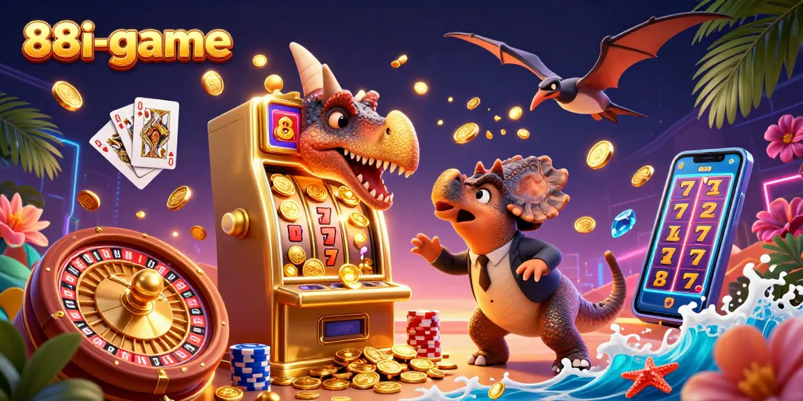 Catch golden coins with the exciting 88i-game casino scene featuring dynamic characters and vibrant gaming elements.