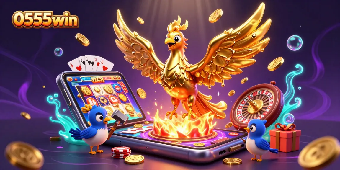Experience the thrill of winning at 0555win with vibrant gold phoenix and exciting game elements.