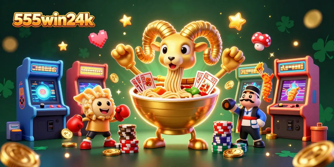 Experience the vibrant energy of 555win24k with animated characters and dynamic casino elements.