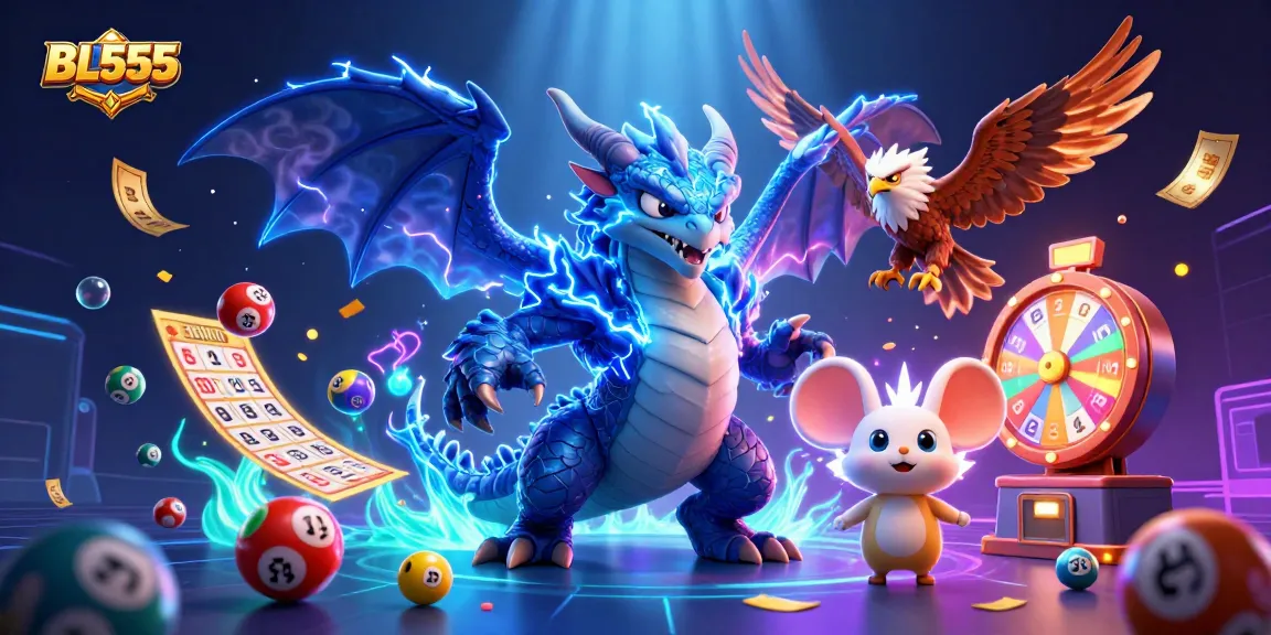 Engage with BL555, where the thunder dragon and glowing hawk celebrate thrilling lottery wins and vibrant prizes.