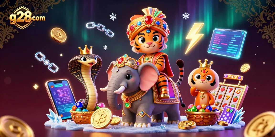 Experience the excitement at g28com with vibrant 3D casino illustrations showcasing thrilling slot and jackpot elements.